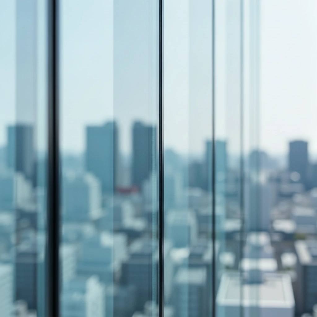 Architectural glass reflections in Tokyo